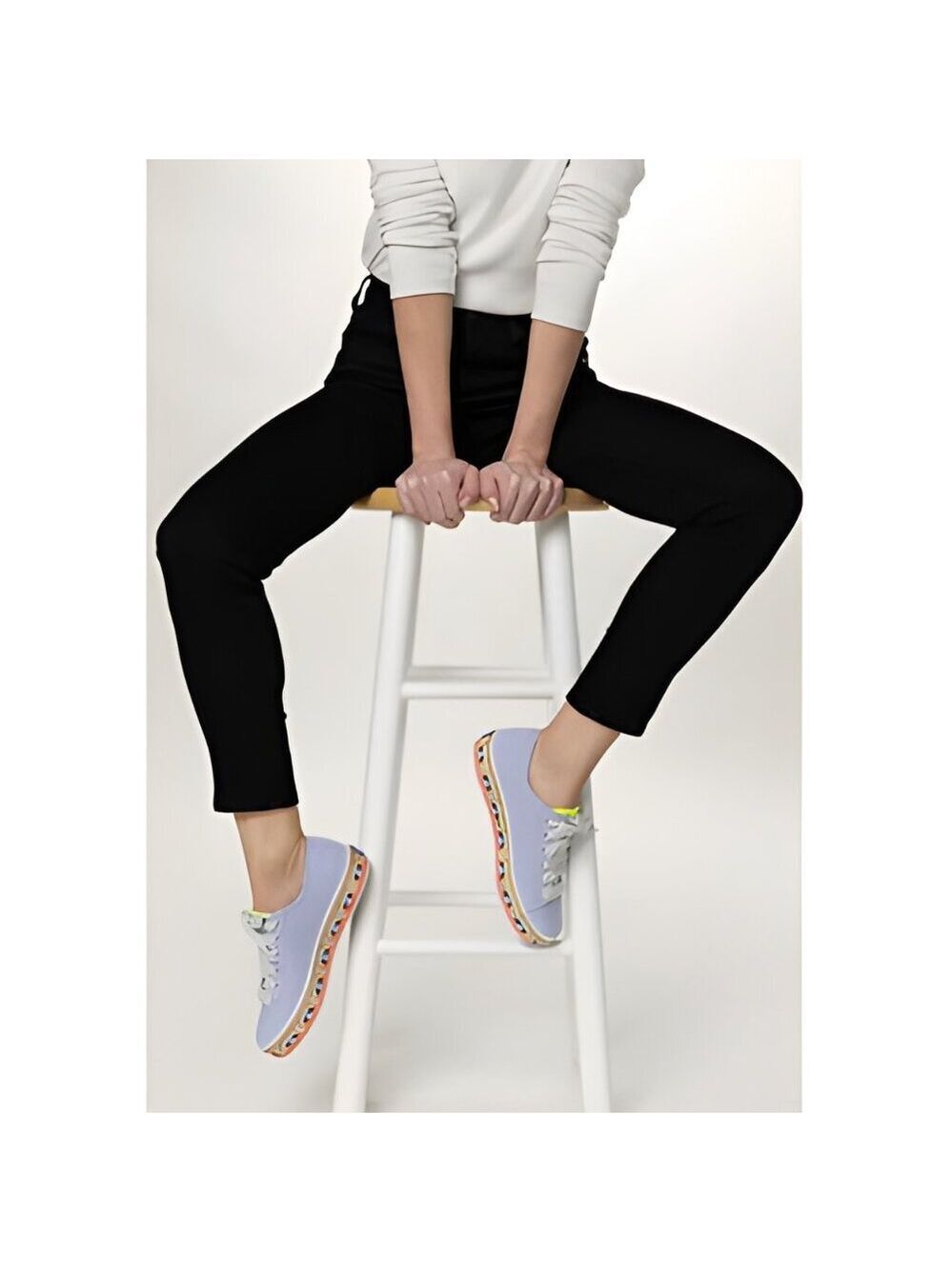 NWOT Keds Triple Kick light wash blue denim & colourful pattern mid sole sneaker